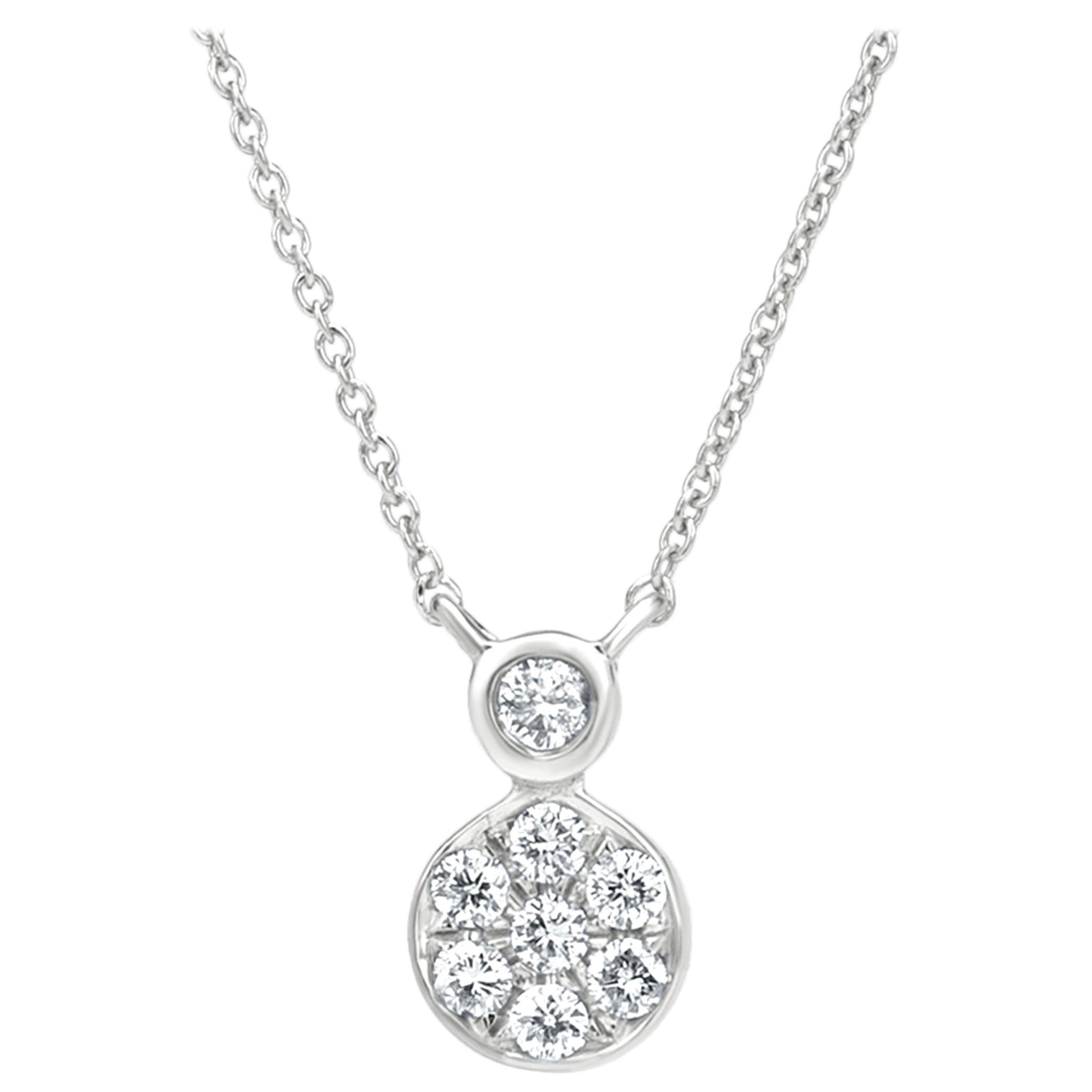 Luxle Diamond Circle Pendant Necklace in 18k White Gold