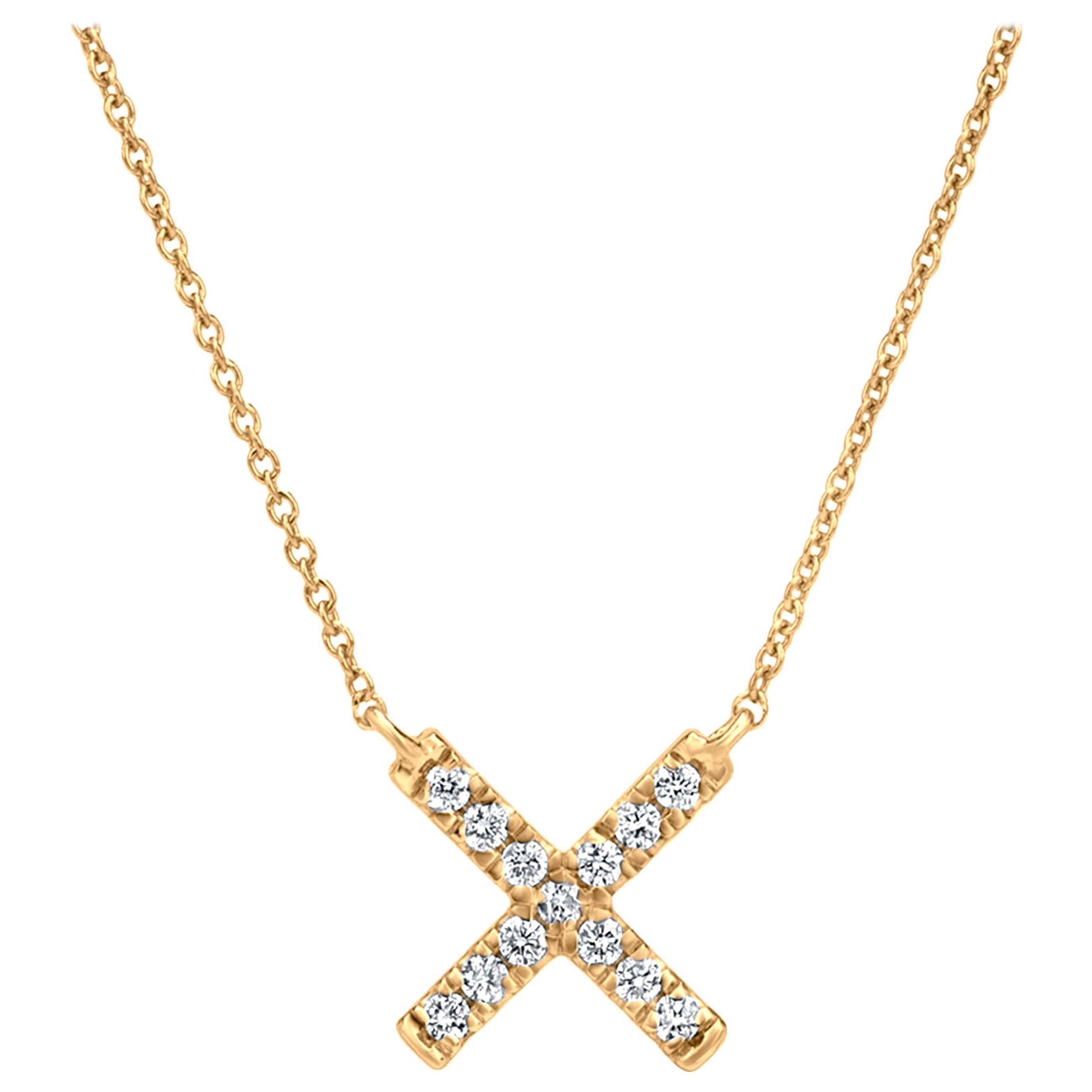 Luxle Diamond X Pendant Necklace in 18k Yellow Gold