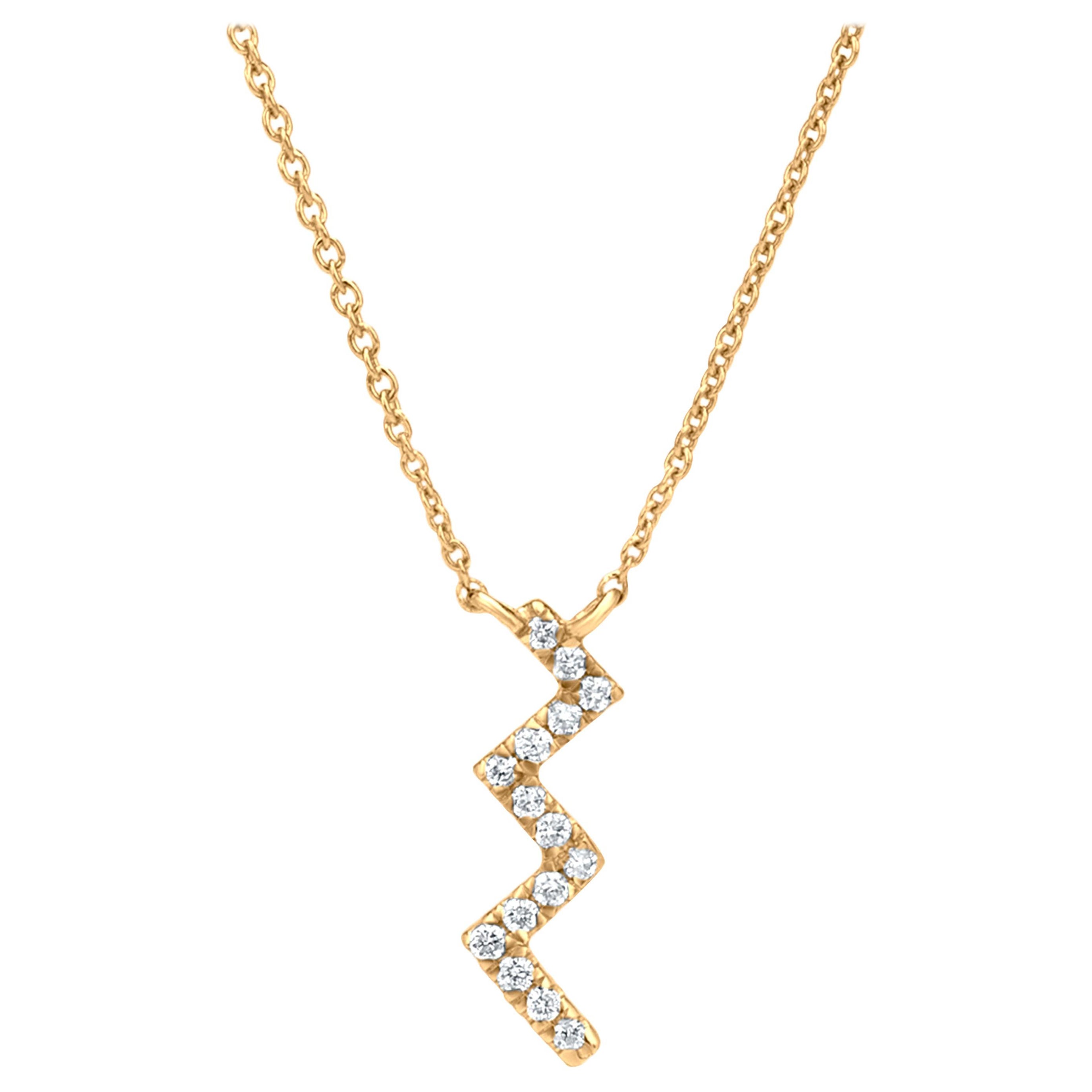 Diamond Zig Zag Pendant Necklace in 18K Yellow Gold