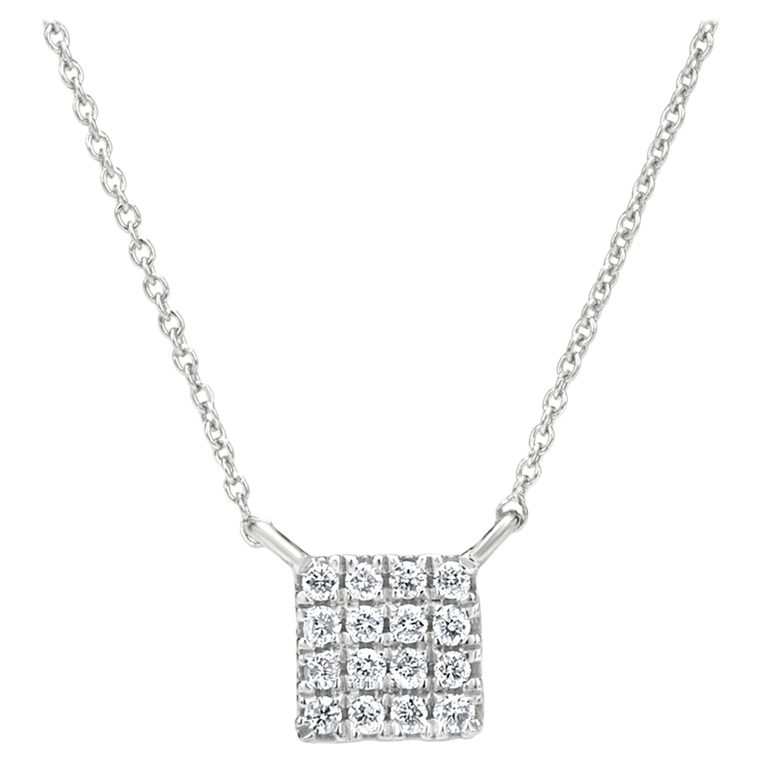 diamond square pendant necklace