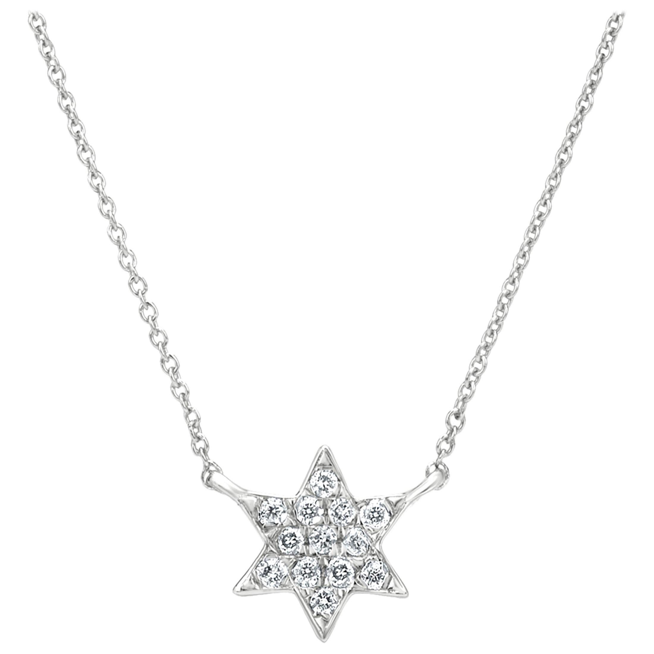 Luxle Diamond Star Pendant Necklace in 18K White Gold