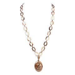 Antique Rose Gold Chain with Two Colour Gold Pendant  