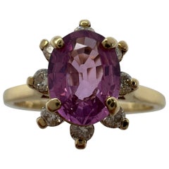 1.18ct GIA Certified Unheated Purple Pink Sapphire Diamond Cluster Cocktail Ring