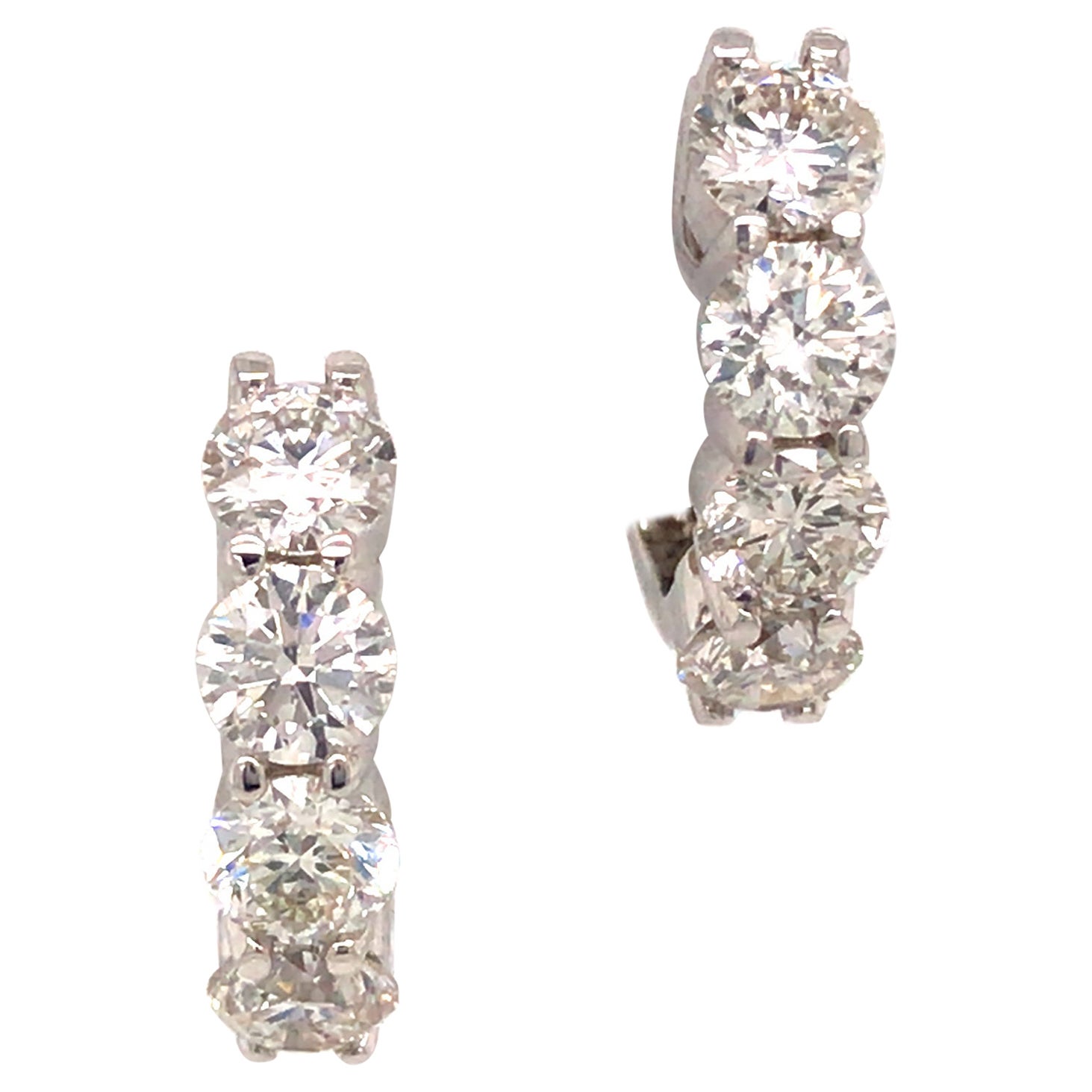 Yellow Sapphire Diamond White Gold Huggie Earrings at 1stDibs