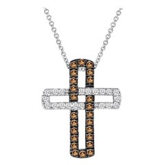 LeVian 14K White Gold Round Chocolate Brown Diamond Classic Pendant Necklace