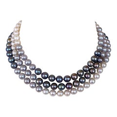 Marina J. All Pearl, Long Ombre Necklace with 14k Yellow Gold