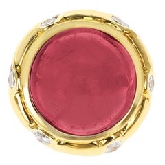 29.63 Ct. Tourmaline Cabochon and Diamond Cocktail Ring