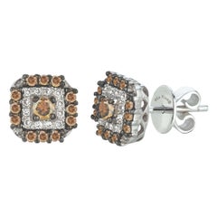 Orecchini a cerchio LeVian in oro bianco 14K con diamante marrone rotondo, belli e a grappolo