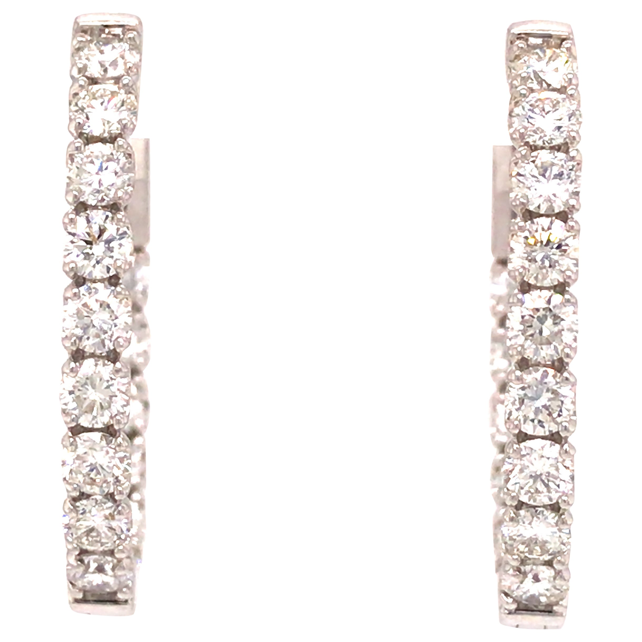 1.50ct Inside Out Diamond Oval Hoop Earrings in 14k White Gold at 1stDibs