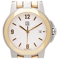 ESQ Movado Two-Tone Steel Silver Guilloche Dial Quartz Ladies Watch 07100957