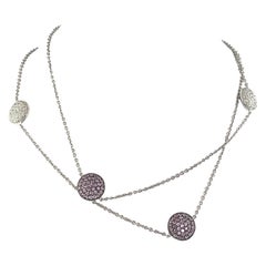 6.76ct Pink Sapphire and Diamond Pave Necklace 18k White Gold & Black Rhodium