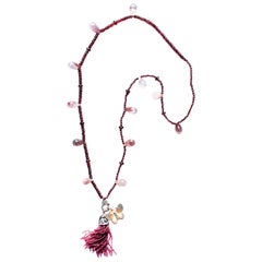 Clarissa Bronfman Garnet Rubelite Diamond Ruby 14kgold Butterfly Tassel Necklace
