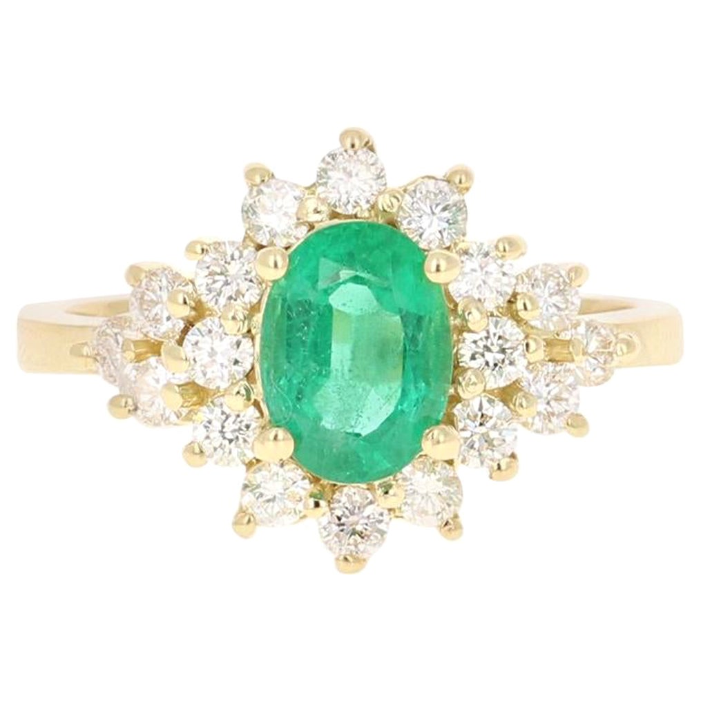 1.85 Carat Emerald Diamond 18 Karat Yellow Gold Engagement Ring GIA Certified