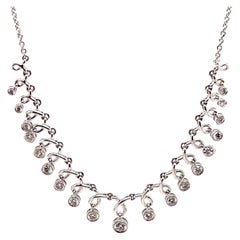 1.24ct Dangling Bezel Set Diamond Necklace 18k White Gold