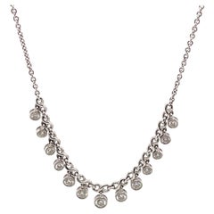 0.82ct Dangling Bezel Set Diamond Necklace 18k White Gold