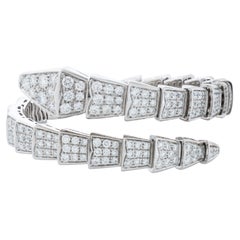 Bulgari Single Coil Diamond Serpenti Viper Bracelet in 18k White Gold