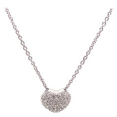 Pave Set Diamond Heart Pendant Necklace 18k White Gold