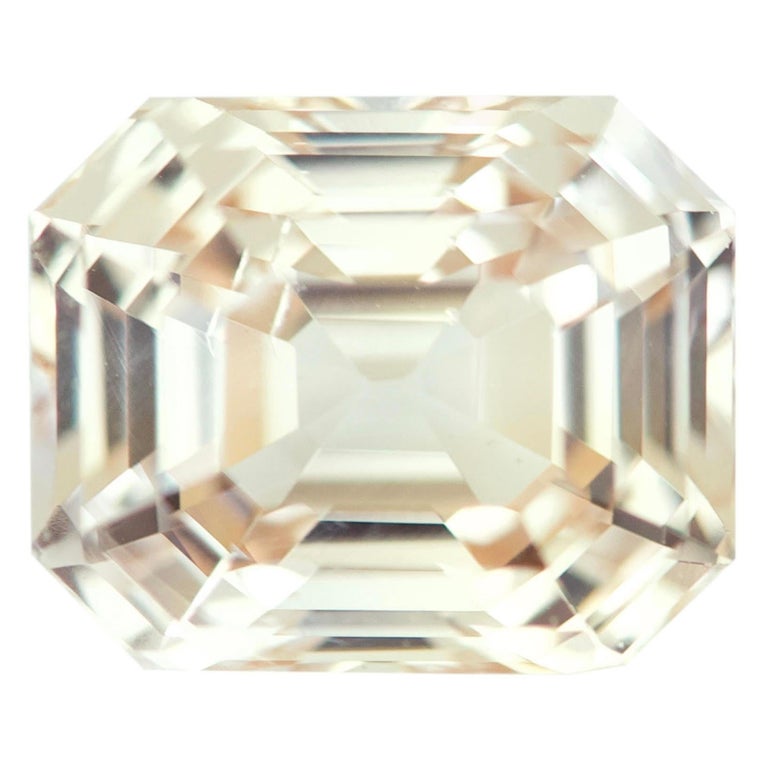 Champagne Peach Sapphire 4.50 Ct Emerald Cut Natural Unheated, Loose
