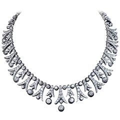 1900s 42 Carats Diamonds Fringe Necklace 2