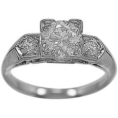 Art Deco 1.02 Carat Diamond Platinum 3 Stone Ring 1