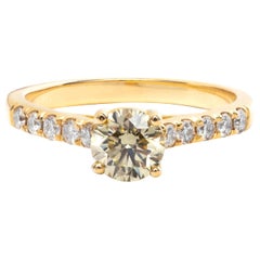 0.71 Ct Natural Light Yellow Diamond Ring, No Reserve Price
