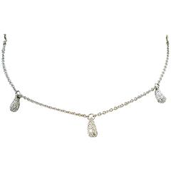 Tiffany & Co. Elsa Peretti Pave Diamond Platinum Three Teardrop Bracelet