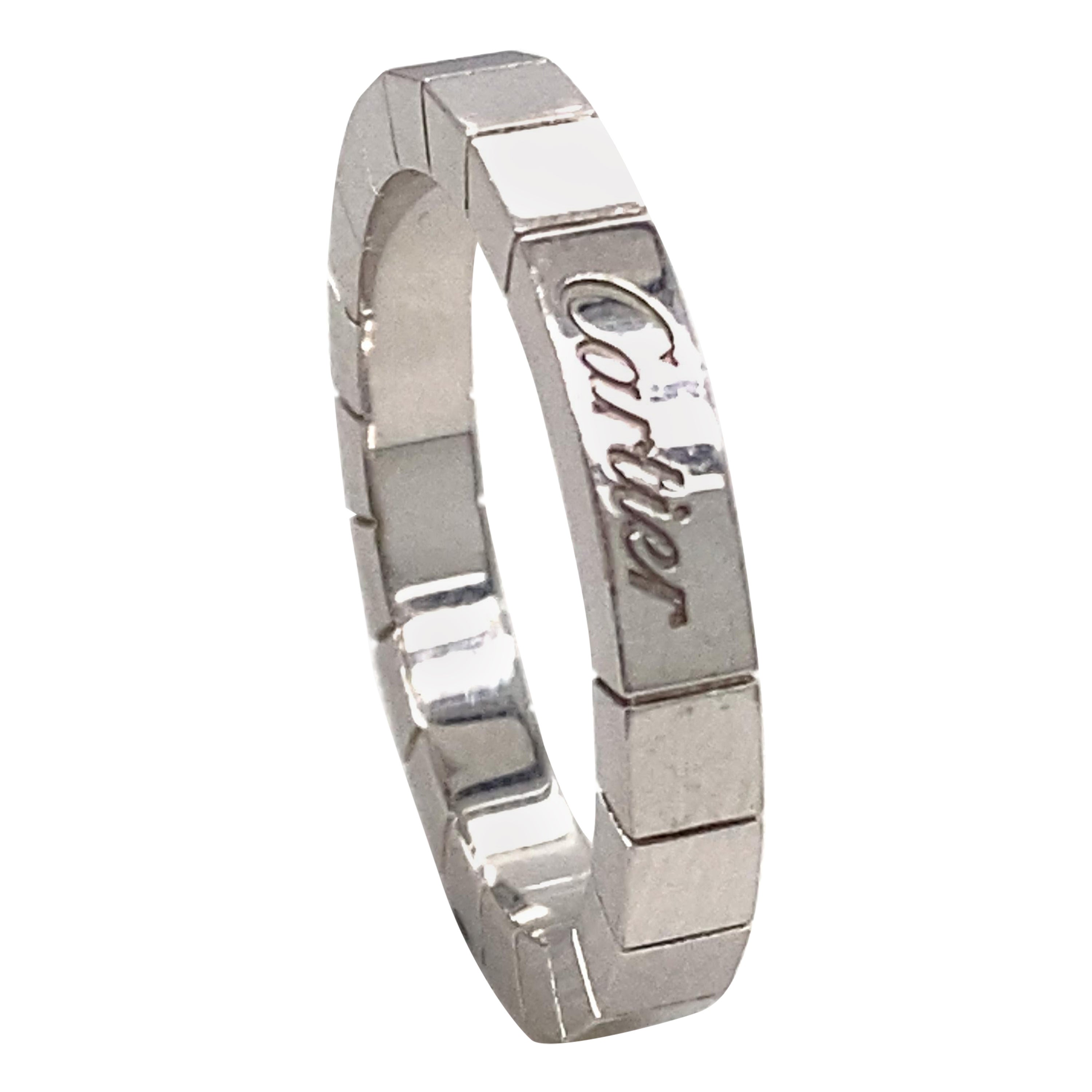 Vintage Cartier Lanières Brick Link Band Ring 18 Karat White Gold For Sale