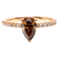 1.06 ct Natural Fancy Dark Orangy Brown Diamond Ring - No Reserve Price!