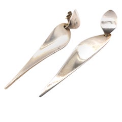 Vintage Nanna Ditzel for Georg Jensen Sterling Silver No 128a Drop Earrings, Circa 1968