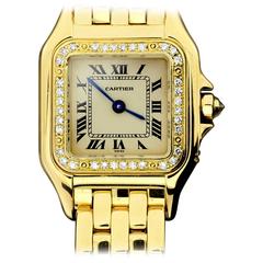 Cartier Lady's Yellow Gold Factory Diamond Bezel Panthere Quartz Wristwatch