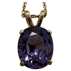 2.08ct Vivid Purple Violet Spinel Unique Custom Oval Cut Yellow Gold Pendant