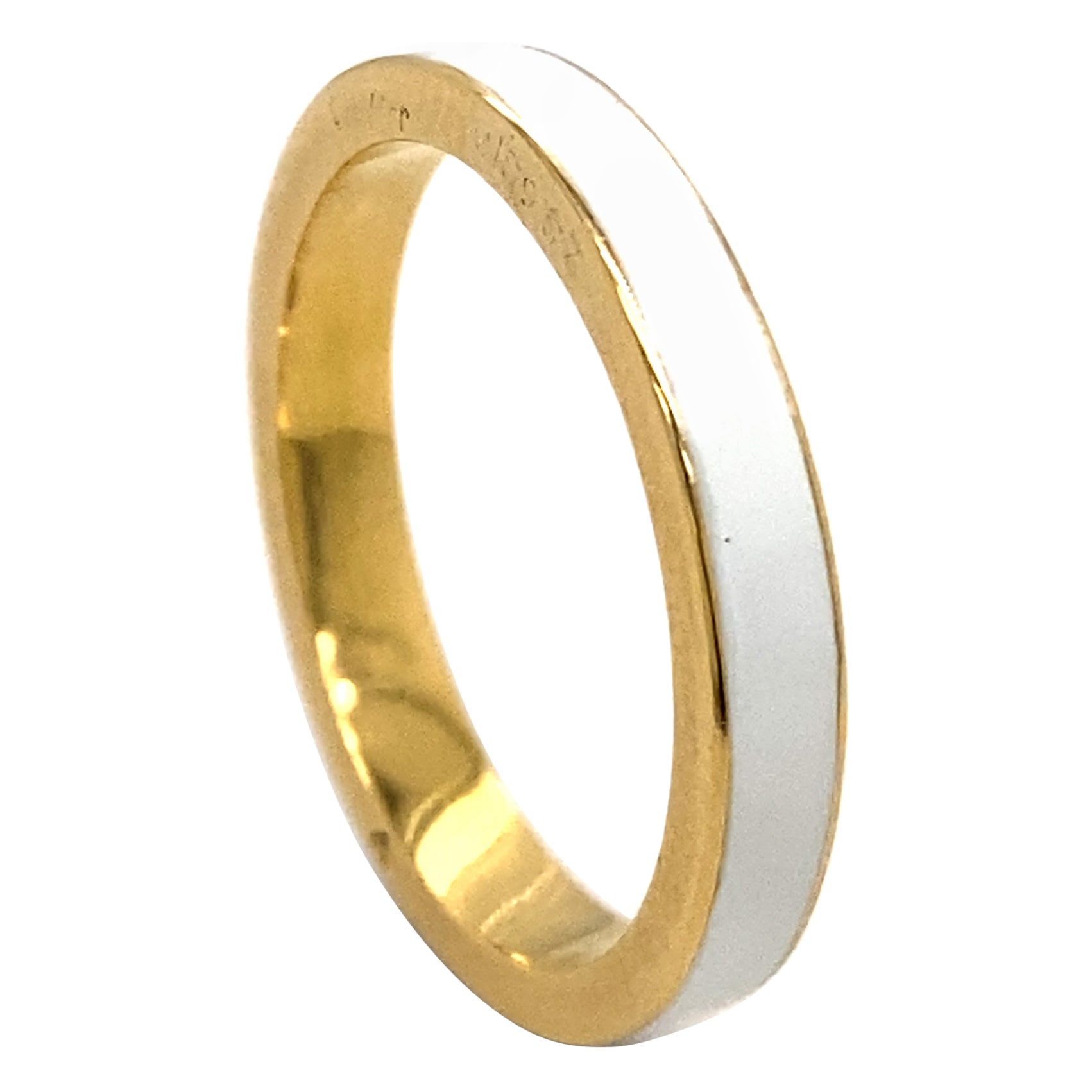 18 Karat Gelbgold Band von Cartier mit weißer Emaille, um 1960