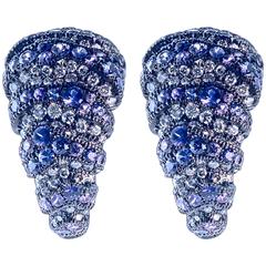 Arunashi Purple Sapphire Diamond Gold Earrings 12