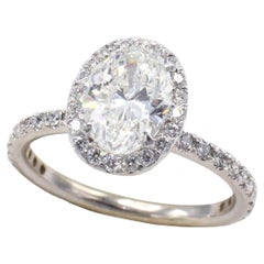 GIA Certified 1.50 Carat Oval H SI2 Halo Diamond Engagement Ring