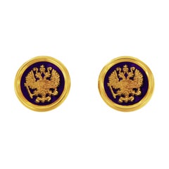 Double Eagle Cufflinks in 14k Yellow Gold with Lapis Lazuli