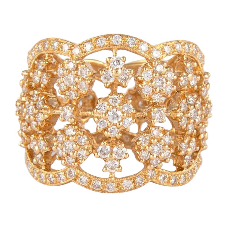 2.35 Carat Diamond and 18 Karat Yellow Gold Cocktail Ring For Sale