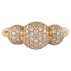 Petit Domed Pave Diamond Ring 18 Karat Yellow Gold