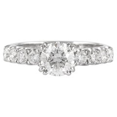 EGL Certified E Color 1 Carat Round Diamond Engagement Ring 18 Karat White Gold