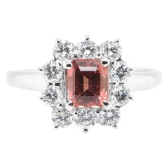 GIA Certified 1.02 Carat Natural Padparadscha Sapphire Ring Set in Platinum