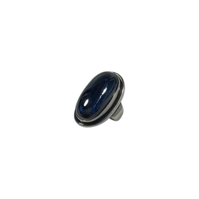 Georg Jensen Sterling Silver Ring No 46E with Hematite For Sale
