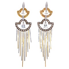 Dilys' Old Hollywood Diamond Drop 18K Gold Earrings 