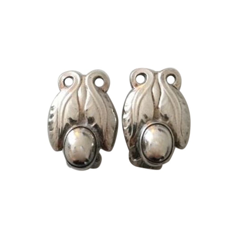 Georg Jensen Sterling Silver Ear Clips No 108 For Sale