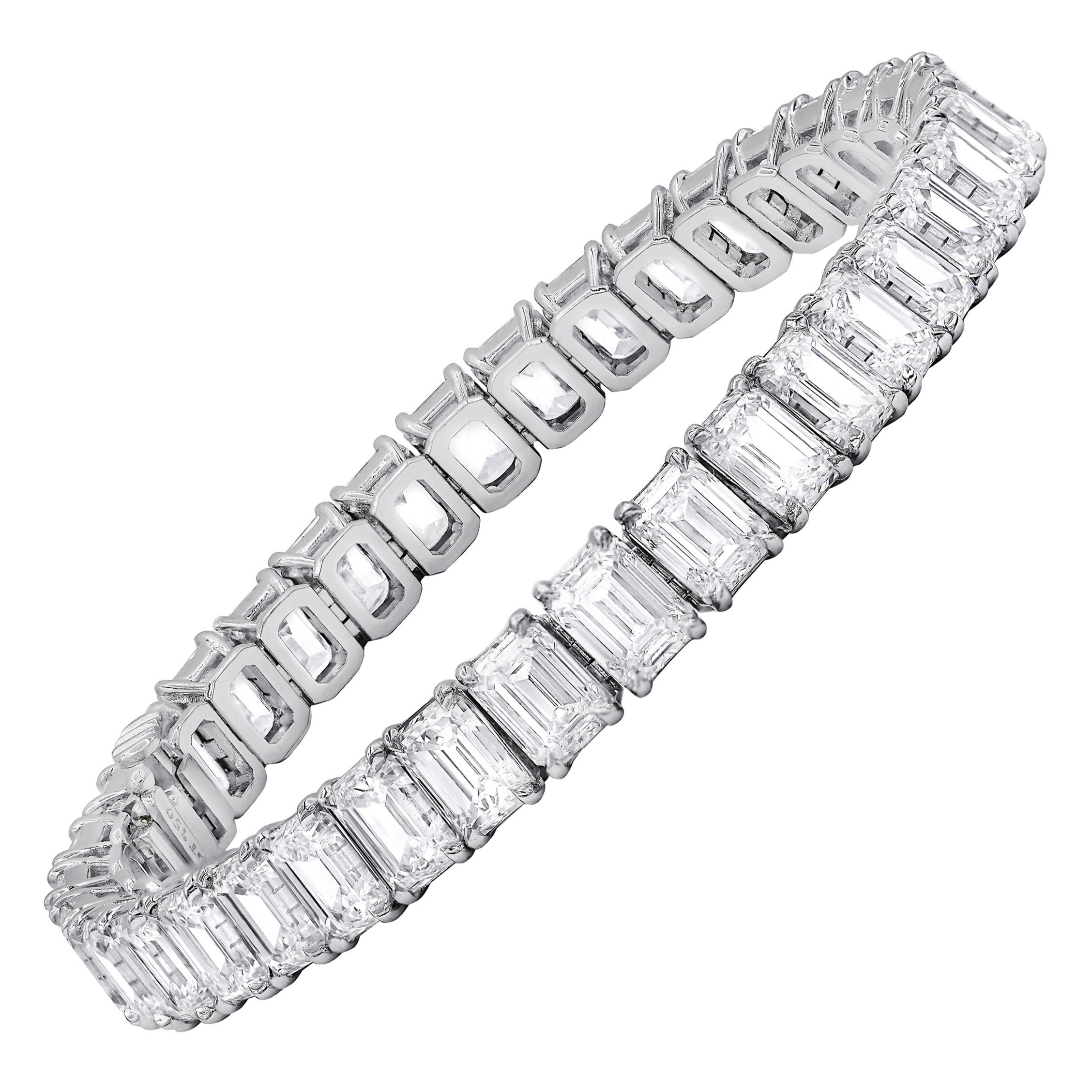 Diana M. 36.33 Carat, D-F VVS, GIA Emerald Cut Tennis Bracelet For Sale