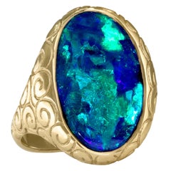 Lilly Fitzgerald Electric Black Opal High Karat Gold One of a Kind Ring