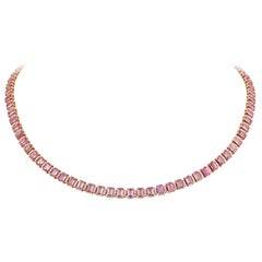 NWT $16,500 18KT Fancy Large Glittering Fancy Pink Sapphire Diamond Necklace
