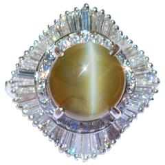 Platin Katzenauge Chrysoberyll Diamant Platin Ring