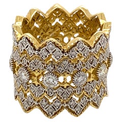 Bague de style victorien en or jaune et blanc 18 carats avec diamants de 1,38 carat, faite à la main