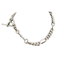 Antique Victorian Silver Albert Chain, Fetter Link, Watch Chain