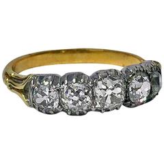 1870s Diamond Gold Five Stone Ring