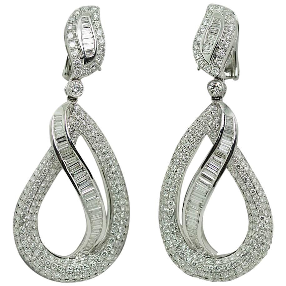 Diamond Gold Chandelier Earrings For Sale